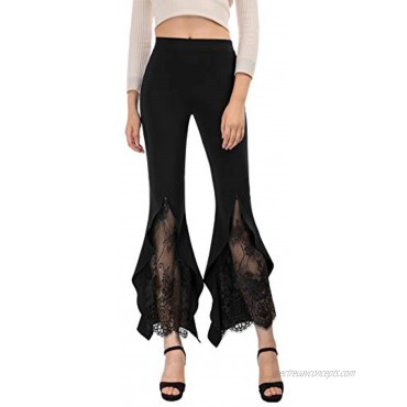 Scarlet Darkness Women Gothic Flare Bell Bottoms Pants High Waist Palazzo Lounge Pants