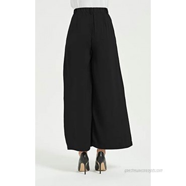 Tronjori Women High Waist Casual Wide Leg Long Palazzo Pants Trousers Regular Size