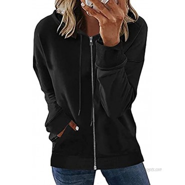 Biucly Womens Fashion Zip Up Hoodie Jacket Long Sleeve Hooded Sweatshirt with Pockets
