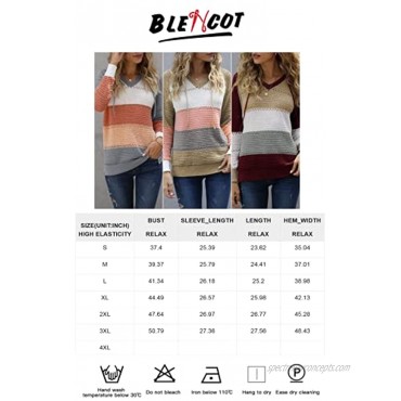 BLENCOT Women's Lightweight Color Block Hooded Sweaters Drawstring Hoodies Pullover Sweatshirts