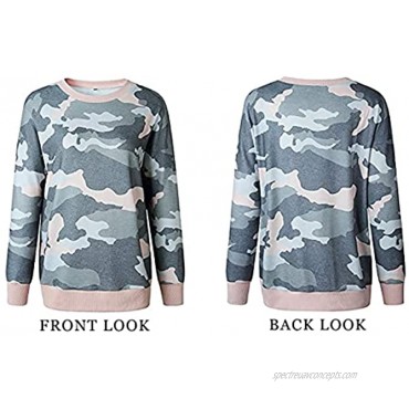 BTFBM Women Sweatshirts Camo Leopard Print Crew Neck Long Sleeve Camouflage Casual Fit Sweatshirt Pullover Tops Shirts