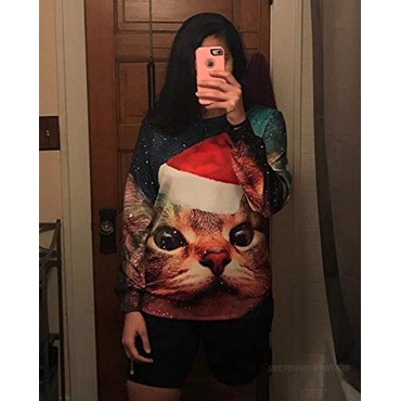 Cutiefox 3D Print Crew Neck Pullover Ugly Christmas Sweater Sweatshirts