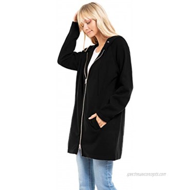 Design by Olivia Women's Casual Oversized Fit Long Zip Up Pullover Hoodie Tunic Sweatshirt Jacket S-3X