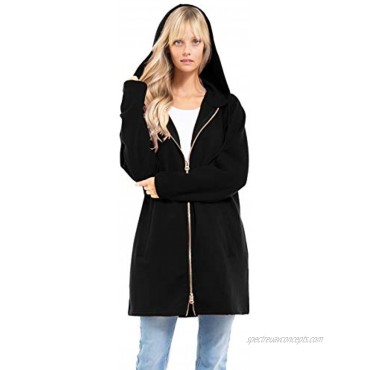 Design by Olivia Women's Casual Oversized Fit Long Zip Up Pullover Hoodie Tunic Sweatshirt Jacket S-3X