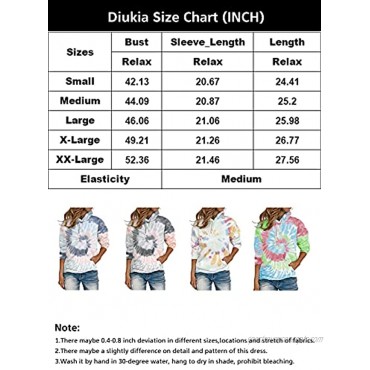 Diukia Women's Fashion Tie Dye Print Pullover Hoodie Long Sleeve Drawstring Hoodie Sweatshirt with Pocket S-2XL