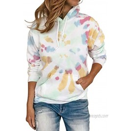 Diukia Women's Fashion Tie Dye Print Pullover Hoodie Long Sleeve Drawstring Hoodie Sweatshirt with Pocket S-2XL