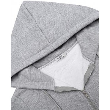ELESOL Women Casual Zip up Fleece Hoodies Tunic Sweatshirt Long Hoodie Jacket S-XXL