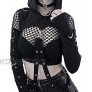 Enfei Womens Sexy Hollowed Hoodies Bandage Metal Crop Tops Hooded Pullover Sweatshirts for Gothic Girl