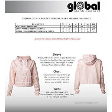 Global Blank Women’s Cropped Jacket Crop Top Windbreaker Lightweight Zip Hoodie
