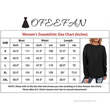 OFEEFAN Sweatshirts for Women Crewneck Long Sleeve Shirts Fall Tunic Tops for Leggings
