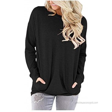onlypuff Pocket Shirts for Women Casual Loose Fit Tunic Top Baggy Batwing Sleeve Tee Shirt Cute Comfy