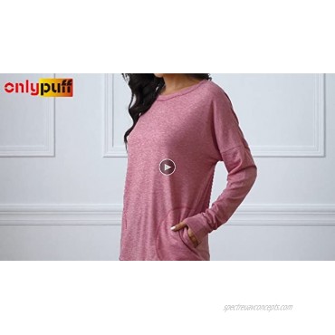 onlypuff Pocket Shirts for Women Casual Loose Fit Tunic Top Baggy Batwing Sleeve Tee Shirt Cute Comfy