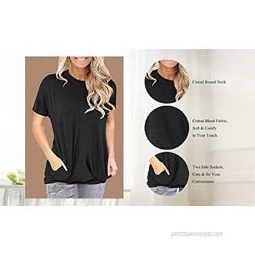 onlypuff Short Sleeve Batwing Sleeves for Women Casual Basic Comfy Tee Shirt Round Neck Tunic Tops