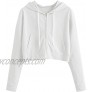 ROMWE Women's Spring Casual Long Sleeve Zip Up Drawstring Hoodie Sweatshirt Top
