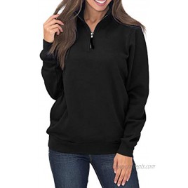 Samefar Womens Warm Cozy High Neck Long Sleeve Solid 1 4 Zip Pullover Sweatshirts with Pockets