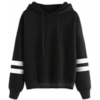 SweatyRocks Sweatshirt Pullover Fleece Drop Shoulder Striped Hoodie
