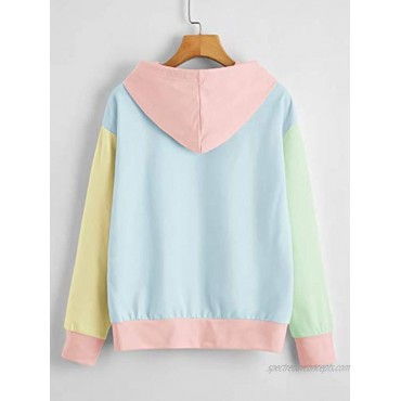 SweatyRocks Women's Causal Long Sleeve Color Block Hoodie Sweatshirt with Pocket