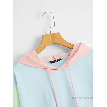 SweatyRocks Women's Causal Long Sleeve Color Block Hoodie Sweatshirt with Pocket
