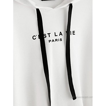 SweatyRocks Women's Letter Print Casual Long Sleeve Crop Top Sweatshirt Hoodies