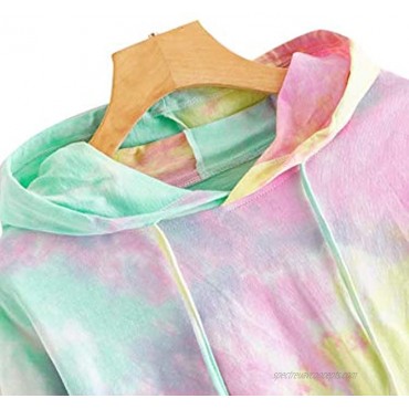SweatyRocks Women's Tie Dye Long Sleeve Workout Crop Top Sweatshirt Hoodies