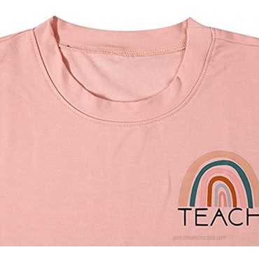 Teacher Sweatshirt Womens Funny Rainbow Graphic Tee Inspirational Teach Shirt Casual Long Sleeve Pullover Tops