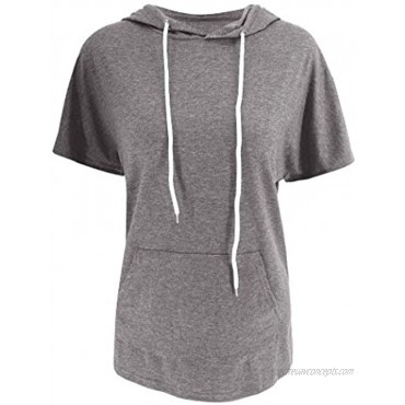 Vivitulip Women's Short Sleeve Tops Casual Loose Fit Pocket Tunics Hoodies Shirts