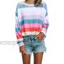 Women Long Sleeve Tops Oversized Rainbow Striped Tunics Blouses T Shirt Pullover Sweatshirt