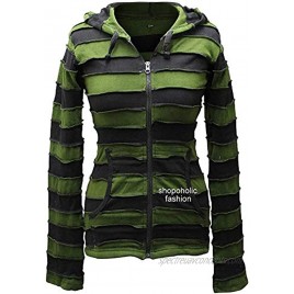 Women Outstitched Stripy Rib Hoodie