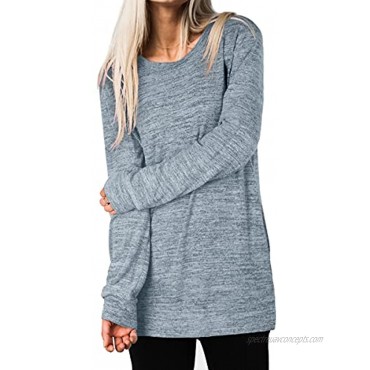 Womens Casual Sweatshirts Long Sleeve Shirts Oversized With Pocket Tunic Tops S-2XL