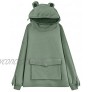 Women's Girl's Cute Frog Hoodie Pullover Zipper Mouth Hooded Sweatshirt with Large Front Pocket Dark Green Large