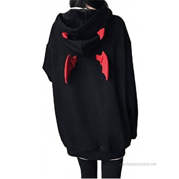 YEOU Women Sweatshirts High Street Harajuku Cute Hoodies Punk Gothic Devil Horn Chic Hooded Pullover