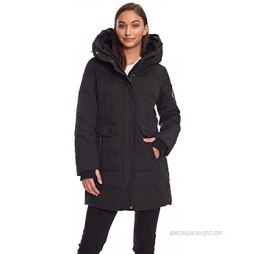 Alpine North Women's Vegan Down Mid-Length Parka Coat Black Large
