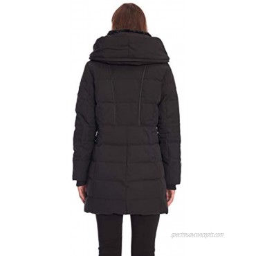 Alpine North Women's Vegan Down Mid-Length Parka Coat Black Small