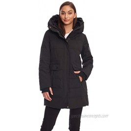 Alpine North Women's Vegan Down Mid-Length Parka Coat Black Small