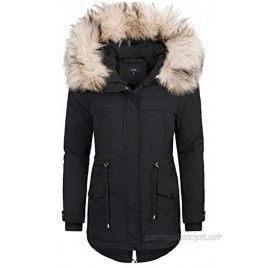 AVANZADA Women's Thickened Hoodie Parka Coat Down Jacket Winter Warm Overcoat with Removable Fur Collar