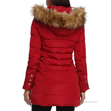 Epsion Women's Hooded Thickened Long Down Jacket Winter Down Parka Puffer Jacket