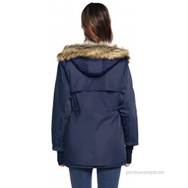 GRACE KARIN Womens Hooded Fleece Line Coats Parkas Faux Fur Jackets with Pockets