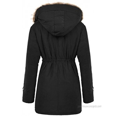 GRACE KARIN Womens Hooded Warm Winter Thicken Fleece Lined Parkas Long Coats