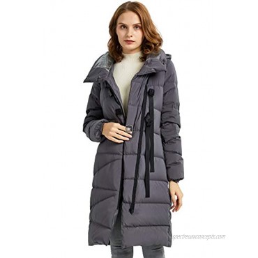 Orolay Women's Hooded Down Jacket Long Winter Coat Asymmetric Puffer Jacket