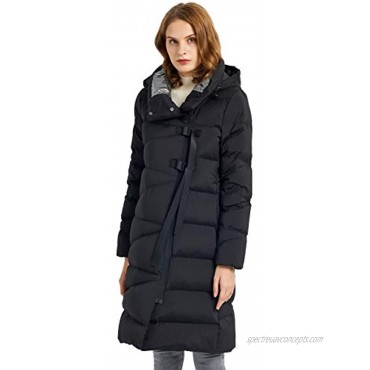 Orolay Women's Hooded Down Jacket Long Winter Coat Asymmetric Puffer Jacket