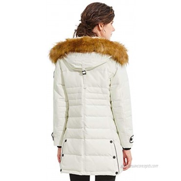Orolay Women's Hooded Slim Puffer Jacket Quilted Mid Length Winter Down Coat