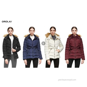 Orolay Women's Short Down Coat with Removable Elastic Belt