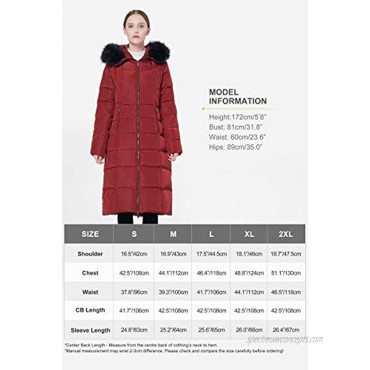 Orolay Women's Thickened Down Jacket Maxi Winter Long Coat with Fur Hood