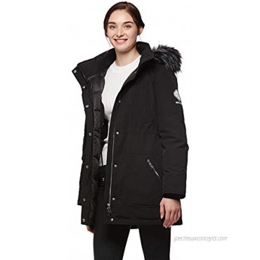 universo Women's Heavy Duty Down Parka Jacket with Removable Fur Hood Winter Warm Puffer CoatBlack,L