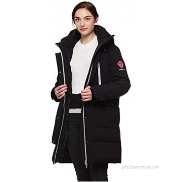 universo Women's Heavy Duty Waterproof Outdoor Hooded Warm Winter Coat Windproof Ski Snow Thickened Down JacketsBlack,XL