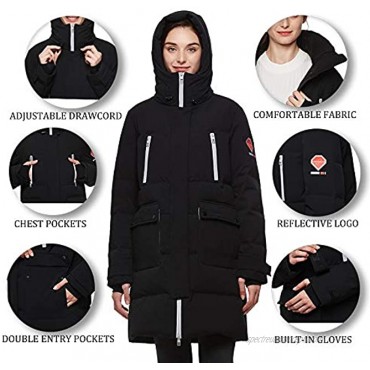 universo Women's Heavy Duty Waterproof Outdoor Hooded Warm Winter Coat Windproof Ski Snow Thickened Down JacketsBlack,XL