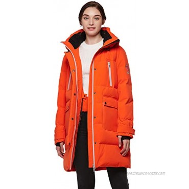 universo Women's Heavy Duty Waterproof Outdoor Hooded Warm Winter Coat Windproof Ski Snow Thickened Down JacketsOrange,XS