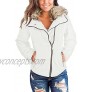 Utyful Women Casual Lightweight Faux Fur Lapel Zip Up Outerwear Quilted Parka Jacket Coat