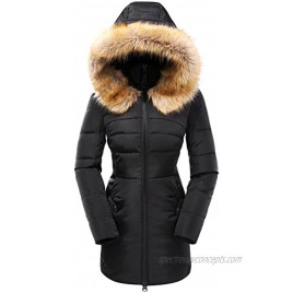 Valuker Women's Down Coat With Fur Hood With 90% Down Parka Puffer Jacket