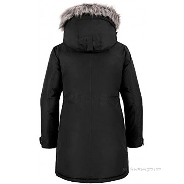 Wantdo Women's Winter Hooded Coat Waterproof Warm Long Puffer Jacket Parka